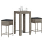 JUNG Vida 3-tlg. Gartenbar-Set mit Kissen Grau Poly Rattan