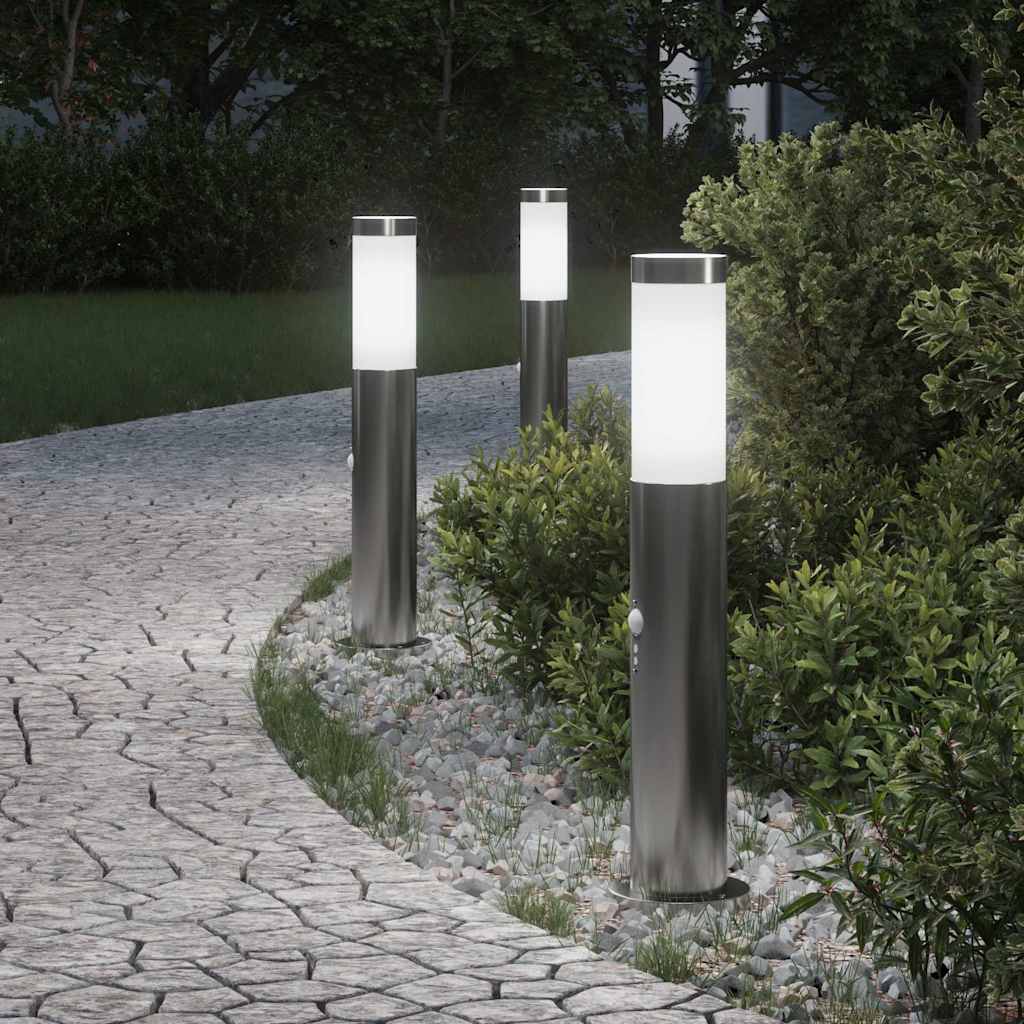 JUNG Vida Pollerleuchten mit Sensor 3er 50 cm Edelstahl IP44