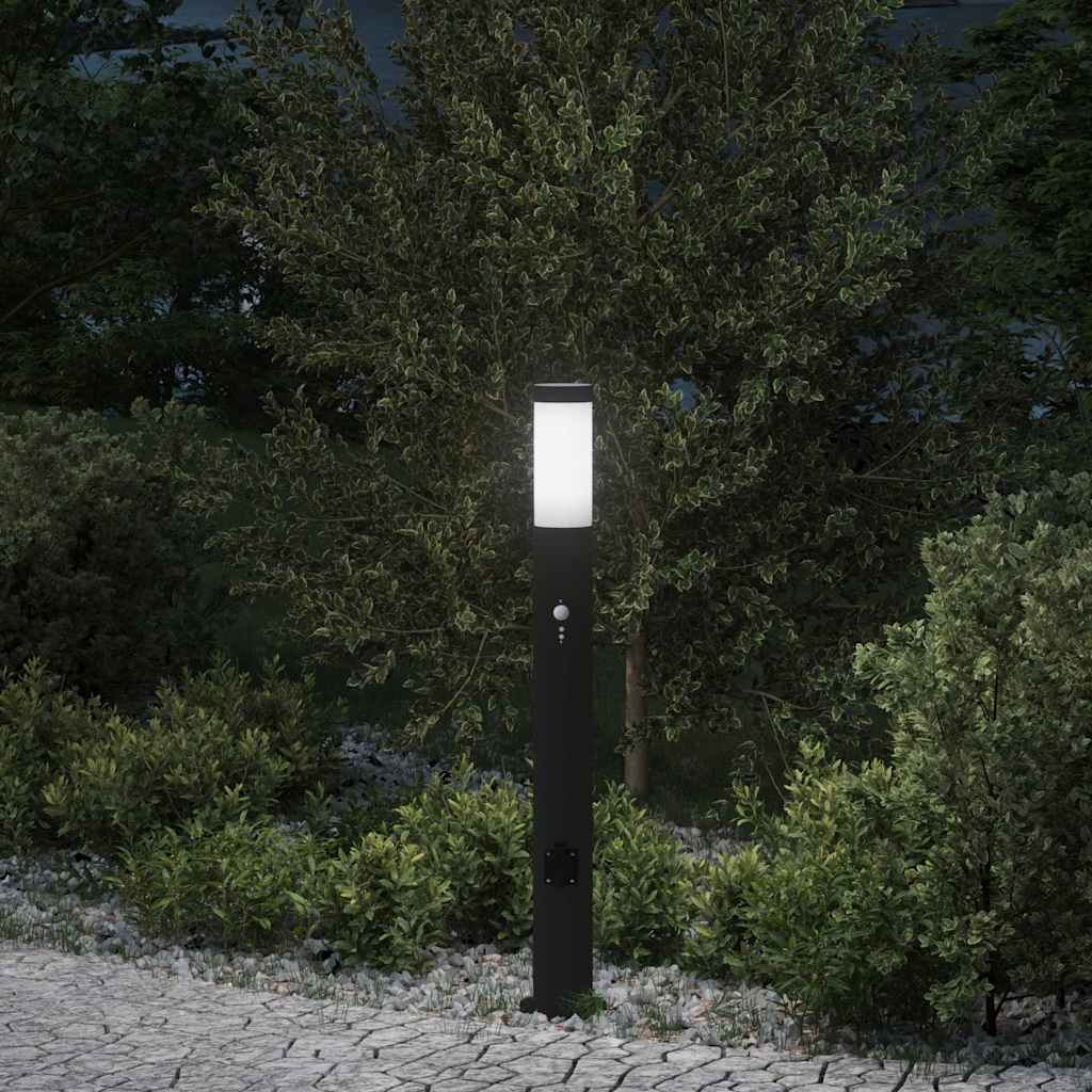 JUNG Vida Pollerleuchte mit Sensor&Steckdose 80 cm Edelstahl IP44