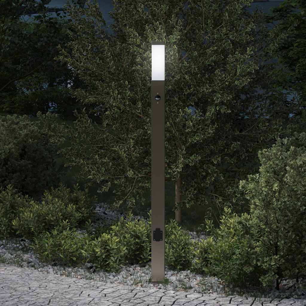 JUNG Vida Pollerleuchte mit Sensor und Steckdose 110 cm Edelstahl IP44
