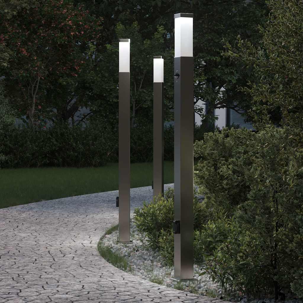 JUNG Vida Pollerleuchten mit Sensor&Steckdose 3 Stk. 110 cm Edelstahl IP44