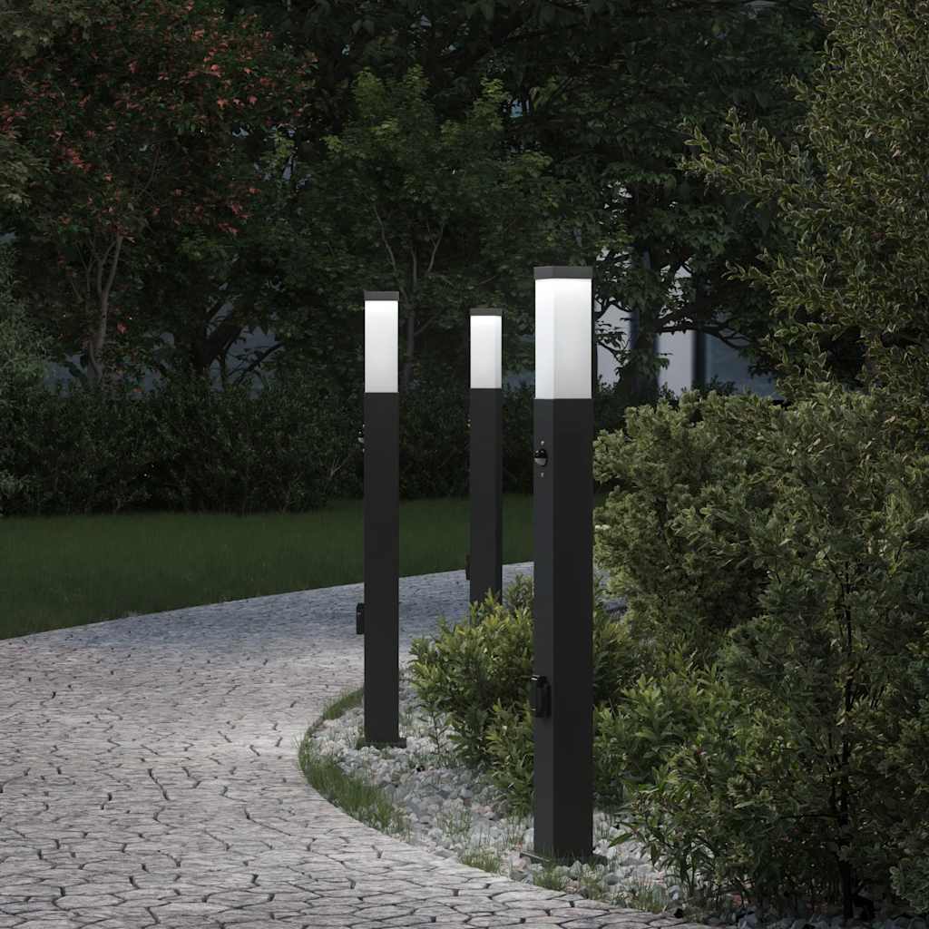 JUNG Vida Pollerleuchten mit Sensor&Steckdose 3 Stk. 80 cm Schwarz IP44