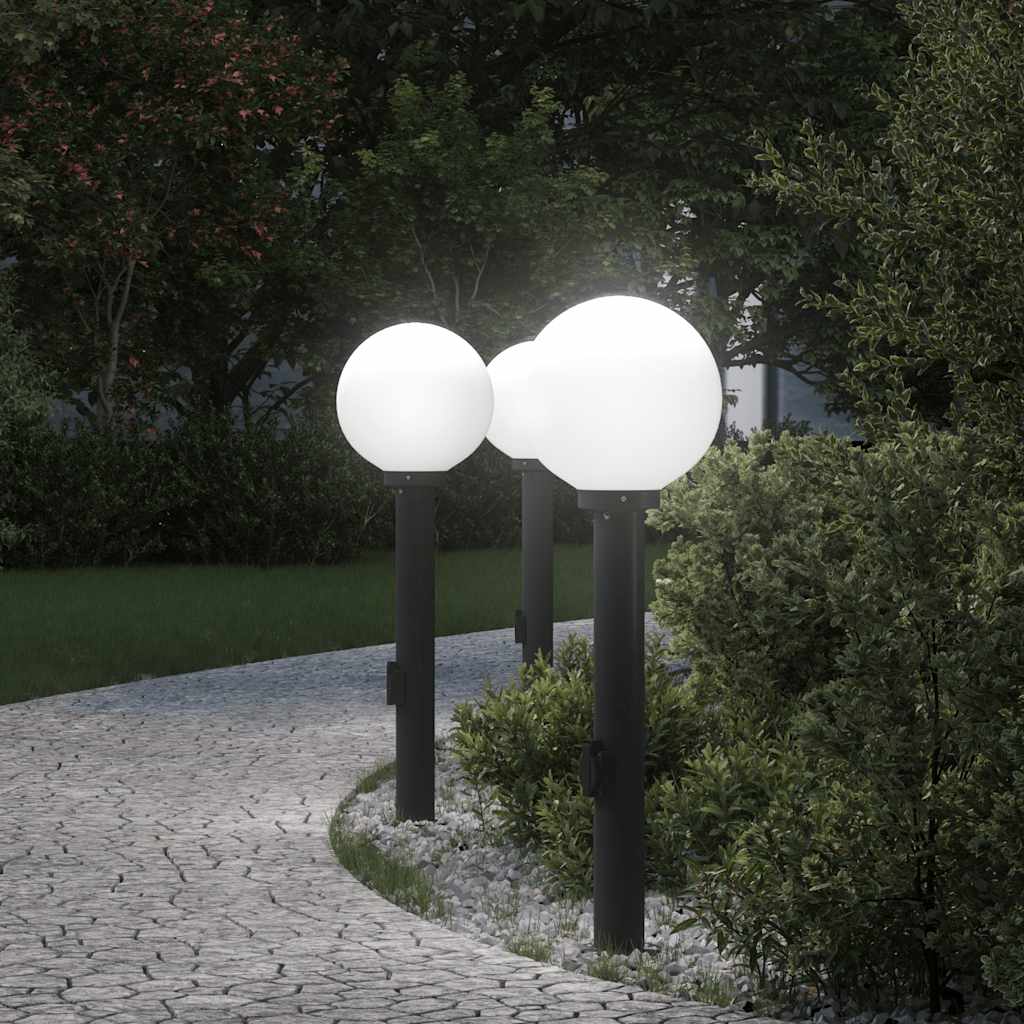 JUNG Vida Pollerleuchten mit Steckdose 3 Stk. 80 cm Schwarz IP44