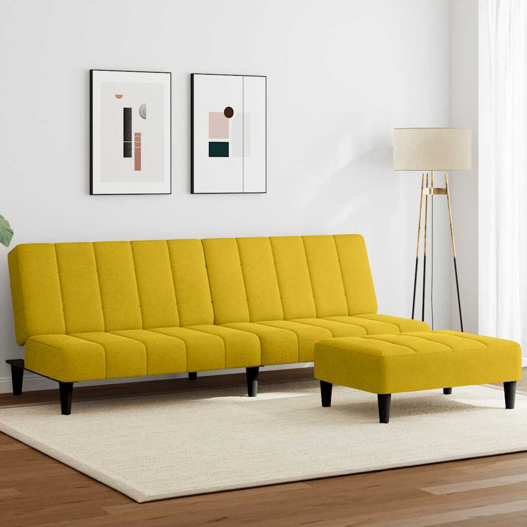 JUNG Vida Schlafsofa 2-Sitzer mit Fußhocker Gelb Samt