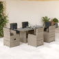 JUNG Vida 7-tlg. Garten-Essgruppe mit Kissen Hellgrau Poly Rattan