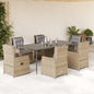 JUNG Vida 7-tlg. Garten-Essgruppe mit Kissen Beige Poly Rattan