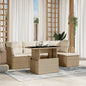 JUNG Vida 6-tlg. Garten-Sofagarnitur mit Kissen Beige Poly Rattan