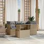 JUNG Vida 5-tlg. Garten-Sofagarnitur mit Kissen Beige Poly Rattan