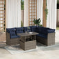 JUNG Vida 7-teiliges Gartensofa-Set mit Kissen, grau, Polyrattan