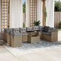 JUNG Vida 11-tlg. Garten-Sofagarnitur mit Kissen Beige Poly Rattan