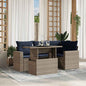 JUNG Vida 5-teiliges Gartensofa-Set mit Kissen, grau, Polyrattan