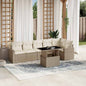 JUNG Vida 7-tlg. Garten-Sofagarnitur mit Kissen Beige Poly Rattan