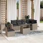 JUNG Vida 7-tlg. Garten-Sofagarnitur mit Kissen Hellgrau Poly Rattan