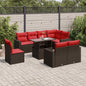 JUNG Vida 9-teiliges Gartensofa-Set mit Kissen, braun, Polyrattan