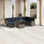 JUNG Vida 9-teiliges Gartensofa-Set mit Kissen, grau, Polyrattan