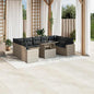 JUNG Vida 10-tlg. Garten-Sofagarnitur mit Kissen Hellgrau Poly Rattan