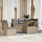 JUNG Vida 6-tlg. Garten-Sofagarnitur mit Kissen Beige Poly Rattan