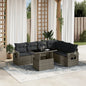 JUNG Vida 7-tlg. Garten-Sofagarnitur mit Kissen Grau Poly Rattan