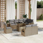 JUNG Vida 9-tlg. Garten-Sofagarnitur mit Kissen Beige Poly Rattan