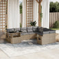 JUNG Vida 10-tlg. Garten-Sofagarnitur mit Kissen Beige Poly Rattan