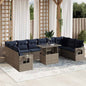 JUNG Vida 11-teiliges Gartensofa-Set mit Kissen, grau, Polyrattan