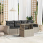 JUNG Vida 5-tlg. Garten-Sofagarnitur mit Kissen Hellgrau Poly Rattan