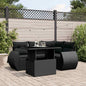 JUNG Vida 5-tlg. Garten-Sofagarnitur mit Kissen Schwarz Poly Rattan