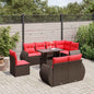 JUNG Vida 9-teiliges Gartensofa-Set mit Kissen, braun, Polyrattan