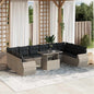 JUNG Vida 11-tlg. Garten-Sofagarnitur mit Kissen Hellgrau Poly Rattan
