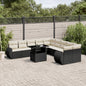 JUNG Vida 11-tlg. Garten-Sofagarnitur mit Kissen Schwarz Poly Rattan