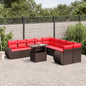 JUNG Vida 11-teiliges Gartensofa-Set mit Kissen, braun, Polyrattan