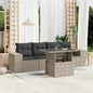 JUNG Vida 5-tlg. Garten-Sofagarnitur mit Kissen Hellgrau Poly Rattan