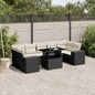 JUNG Vida 8-tlg. Garten-Sofagarnitur mit Kissen Schwarz Poly Rattan