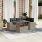 JUNG Vida 5-tlg. Garten-Sofagarnitur mit Kissen Hellgrau Poly Rattan