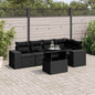 JUNG Vida 6-tlg. Garten-Sofagarnitur mit Kissen Schwarz Poly Rattan