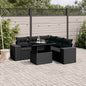 JUNG Vida 6-tlg. Garten-Sofagarnitur mit Kissen Schwarz Poly Rattan