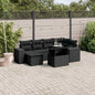 JUNG Vida 7-tlg. Garten-Sofagarnitur mit Kissen Schwarz Poly Rattan