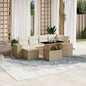 JUNG Vida 7-tlg. Garten-Sofagarnitur mit Kissen Beige Poly Rattan
