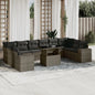 JUNG Vida 11-tlg. Garten-Sofagarnitur mit Kissen Grau Poly Rattan
