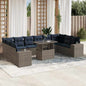 JUNG Vida 11-teiliges Gartensofa-Set mit Kissen, grau, Polyrattan