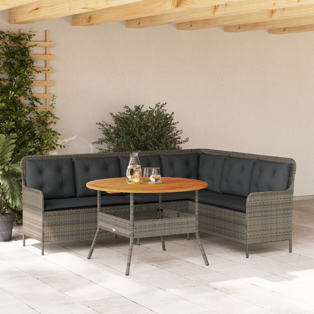 JUNG Vida 2-tlg. Garten-Sofagarnitur mit Auflagen Poly Rattan Grau