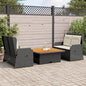 JUNG Vida 3-tlg. Garten-Lounge-Set mit Kissen Schwarz Poly Rattan