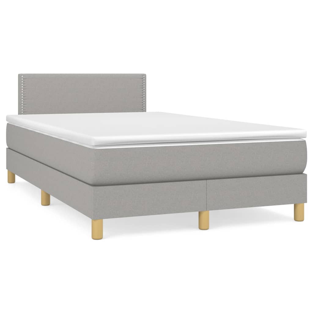 JUNG Vida Boxspringbett mit Matratze Hellgrau 120x190 cm Stoff