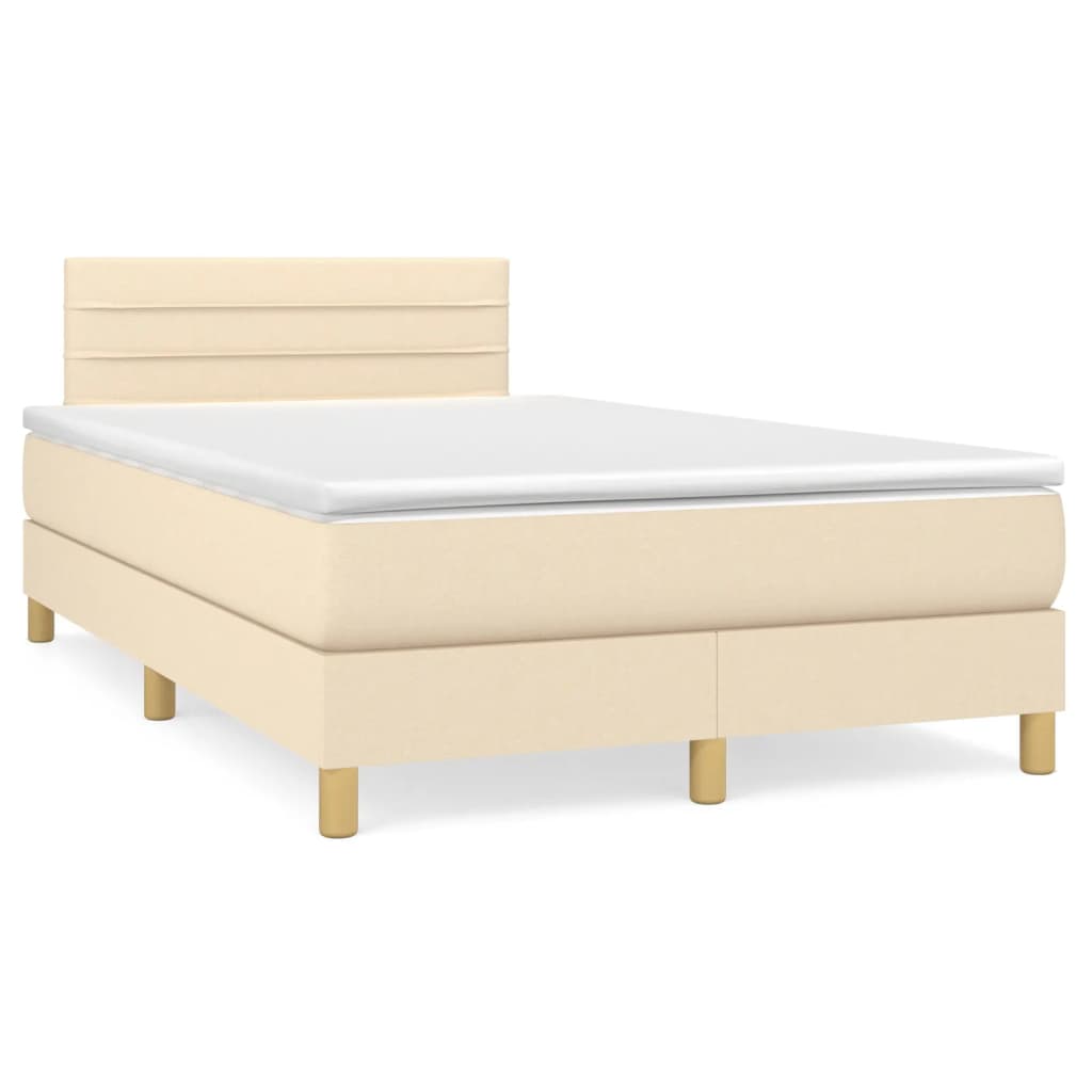JUNG Vida Boxspringbett mit Matratze Creme 120x190 cm Stoff