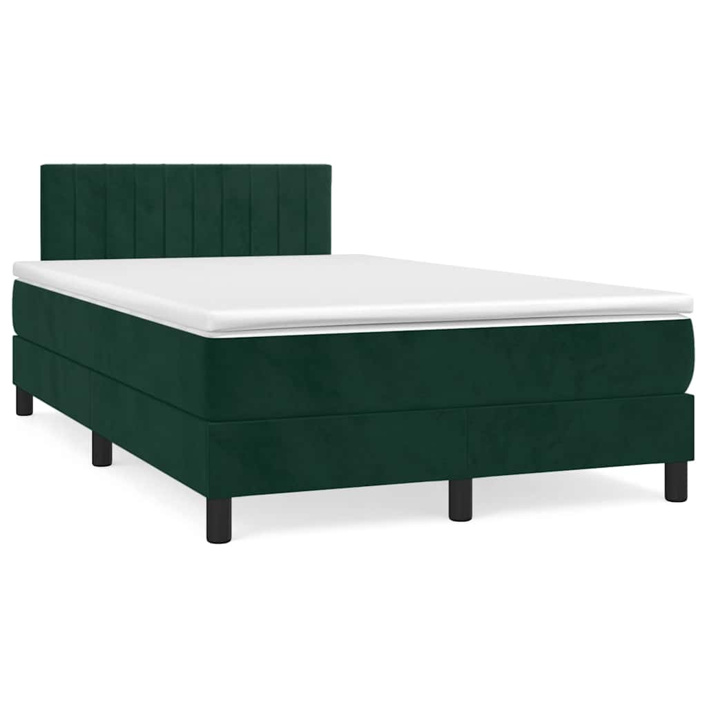 JUNG Vida Boxspringbett mit Matratze Dunkelgrün 120x190 cm Samt