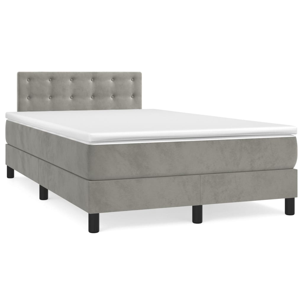 JUNG Vida Boxspringbett mit Matratze Hellgrau 120x190 cm Samt