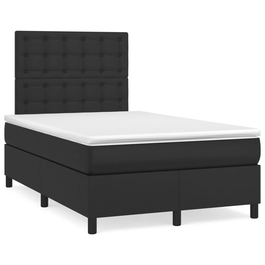 JUNG Vida Boxspringbett mit Matratze Schwarz 120x190 cm Kunstleder