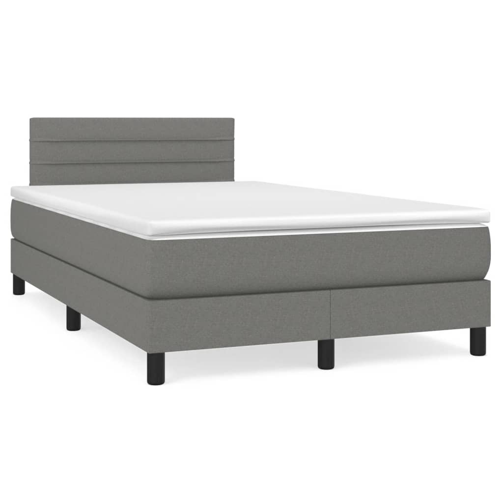 JUNG Vida Boxspringbett mit Matratze & LED Dunkelgrau 120x190 cm Stoff