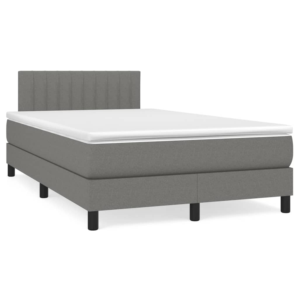 JUNG Vida Boxspringbett mit Matratze & LED Dunkelgrau 120x190 cm Stoff