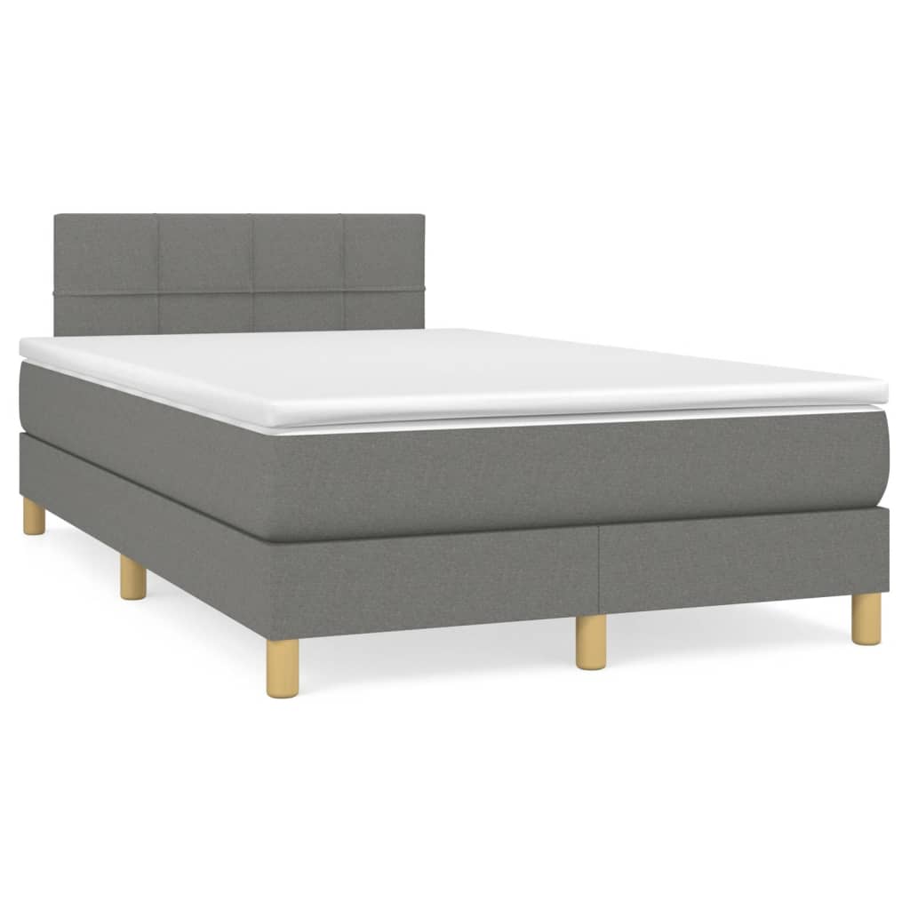JUNG Vida Boxspringbett mit Matratze & LED Dunkelgrau 120x190 cm Stoff